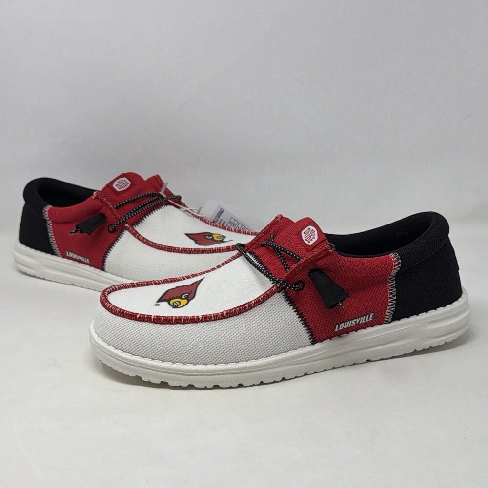 Hey Dude Wally Tri Louisville Cardinals Men 9 NCAA Red Black Shoes NWT